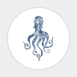 Sponge painted Indigo blue Octopus Magnet